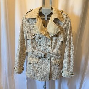 BKE Beige Lace Trench Coat y2k grandmacore